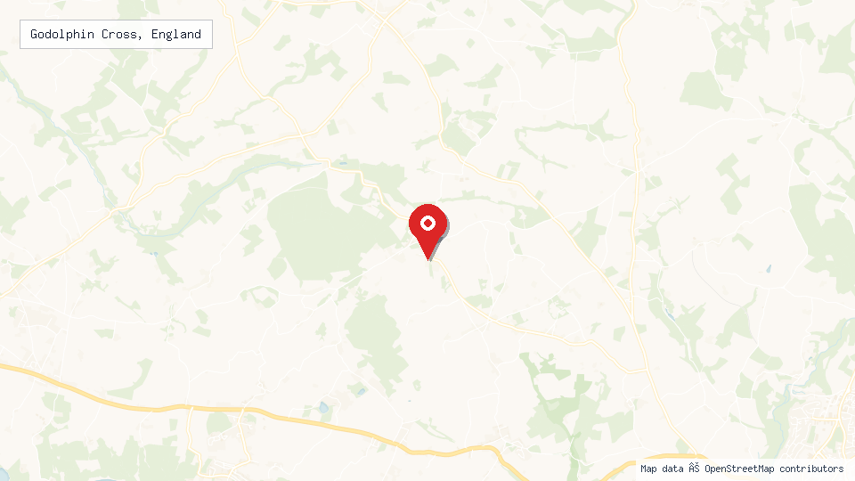 Street map of Godolphin Cross, England with location pin