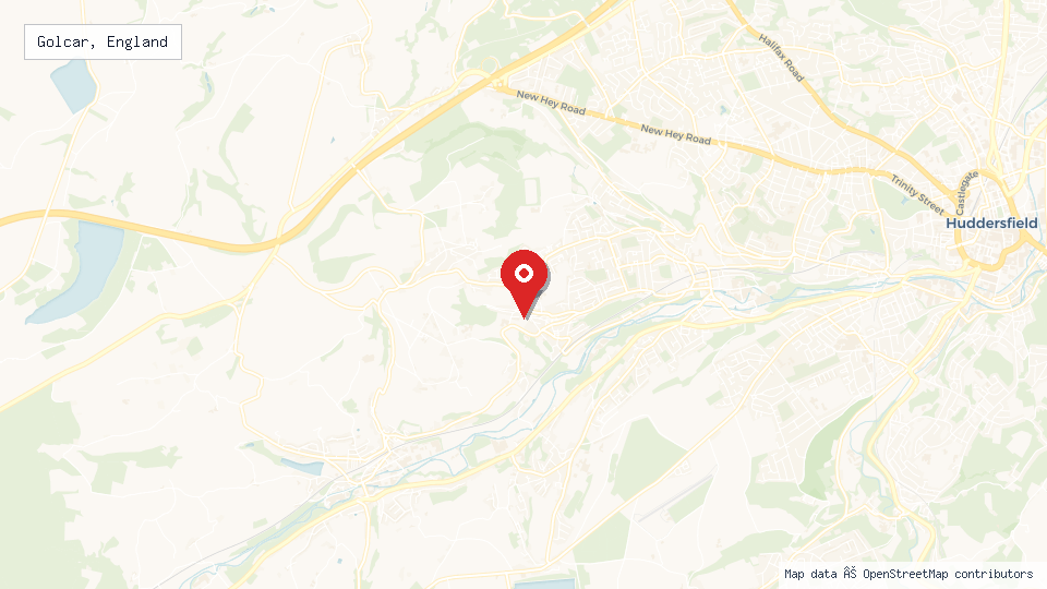 Street map of Golcar, England with location pin