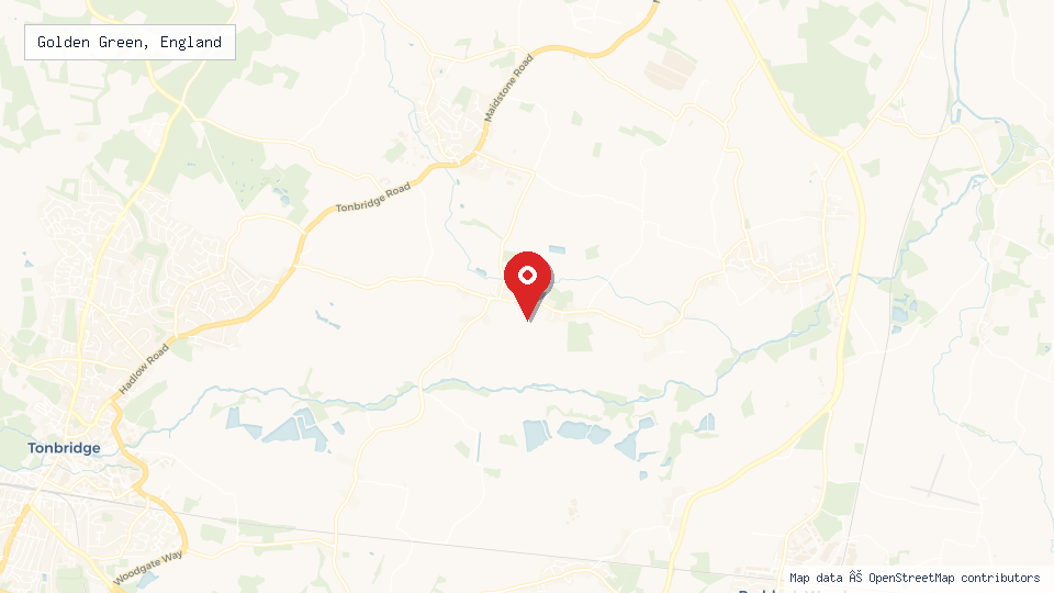 Street map of Golden Green, England with location pin