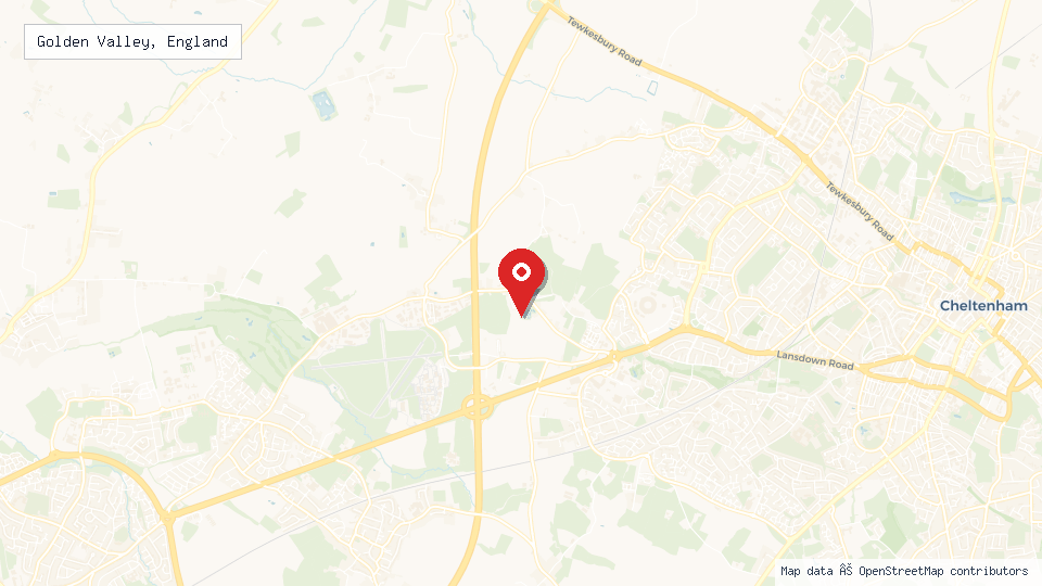 Street map of Golden Valley, England with location pin