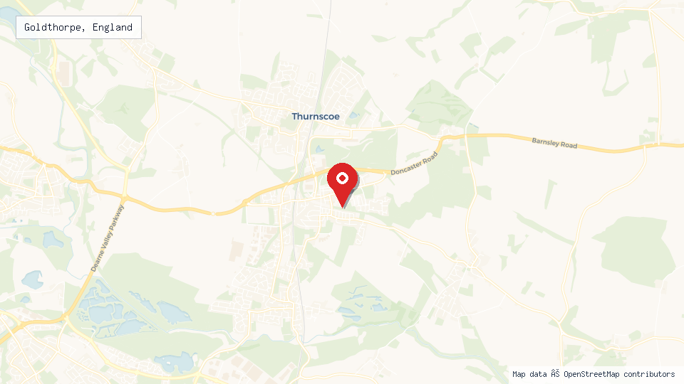 Street map of Goldthorpe, England with location pin
