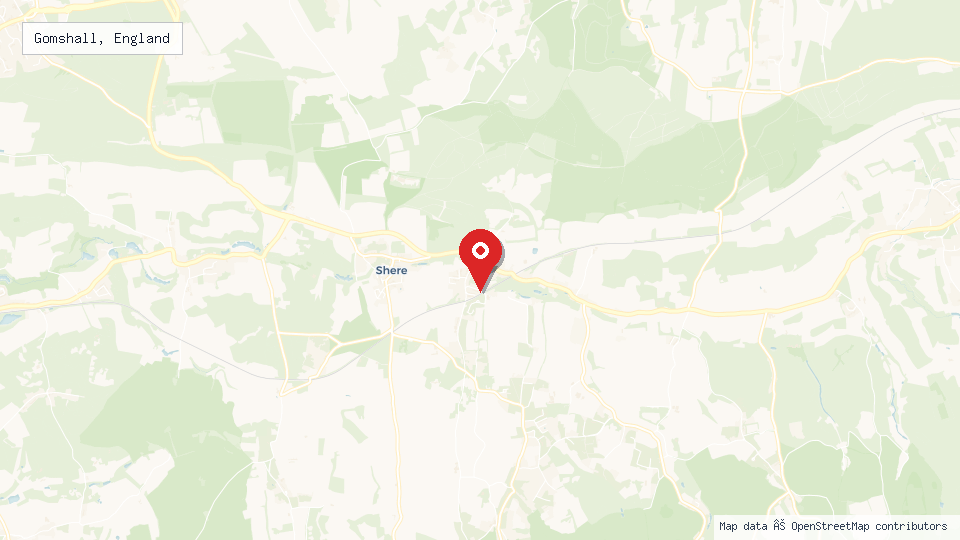 Street map of Gomshall, England with location pin