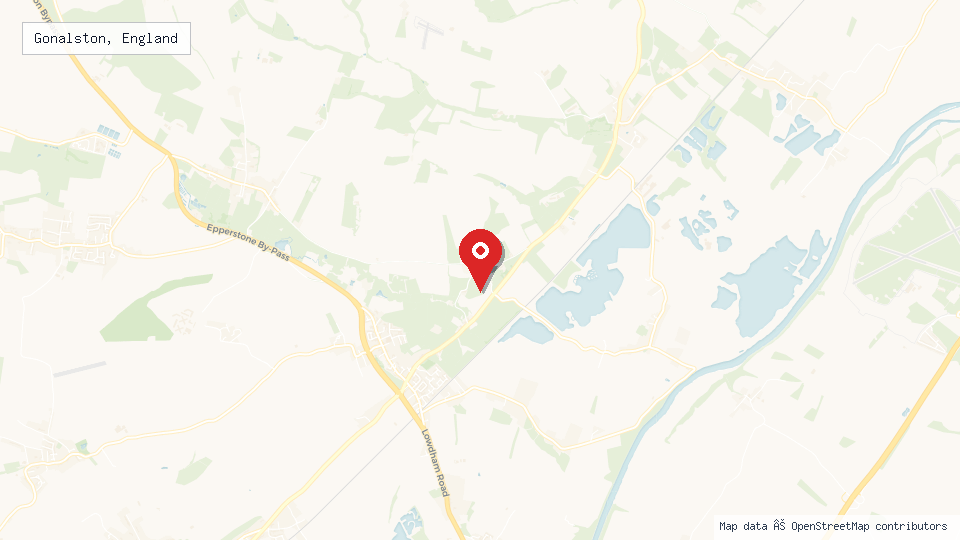 Street map of Gonalston, England with location pin