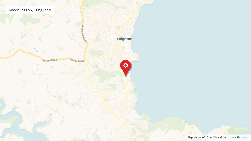 Street map of Goodrington, England with location pin