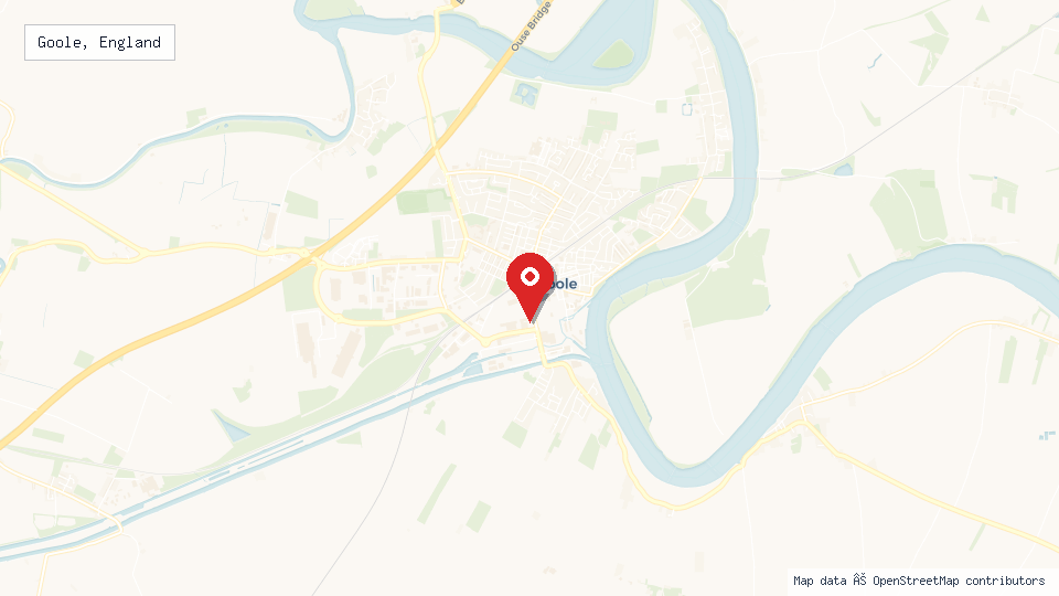 Street map of Goole, England with location pin