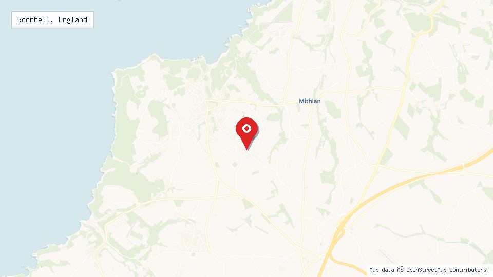 Street map of Goonbell, England with location pin