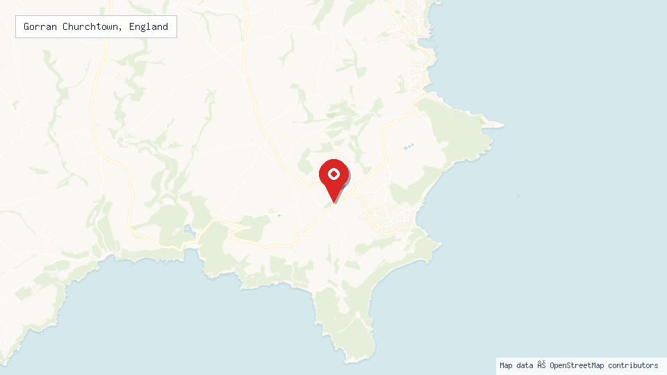Street map of Gorran Churchtown, England with location pin