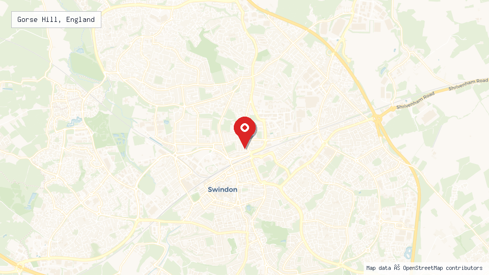 Street map of Gorse Hill, England with location pin