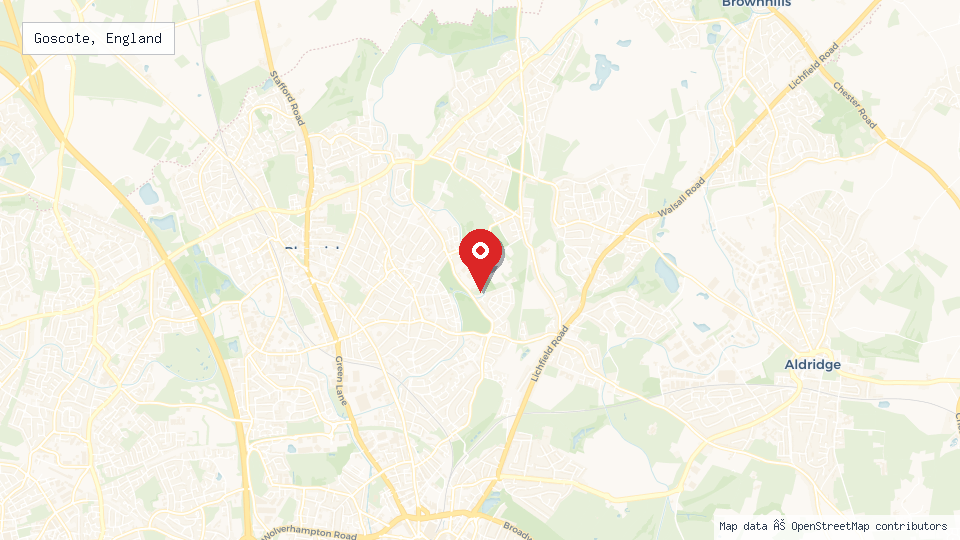 Street map of Goscote, England with location pin