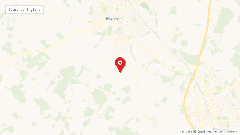 Street map of Gosmore, England with location pin
