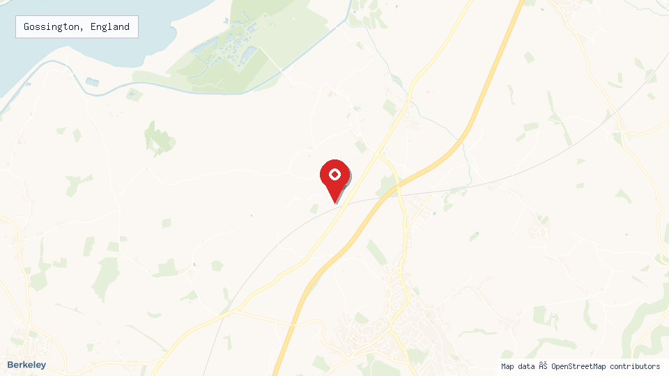 Street map of Gossington, England with location pin