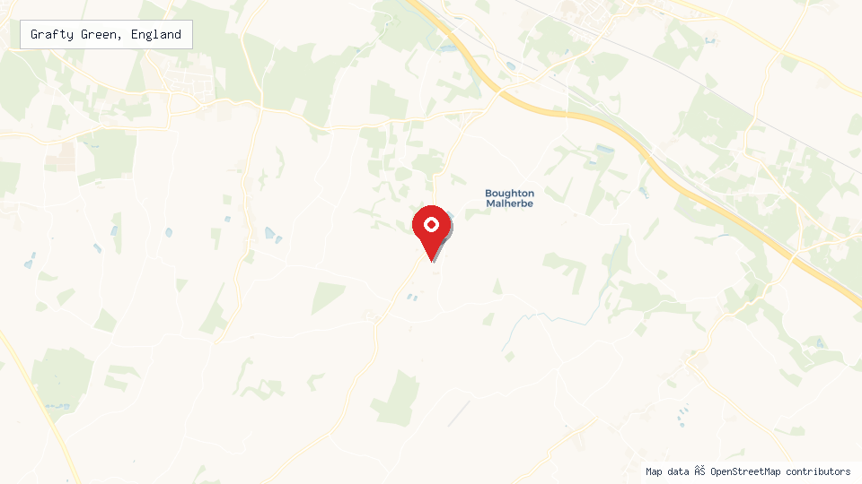 Street map of Grafty Green, England with location pin