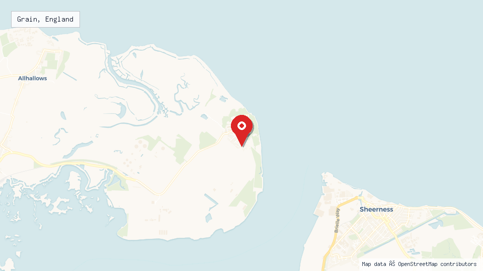 Street map of Grain, England with location pin