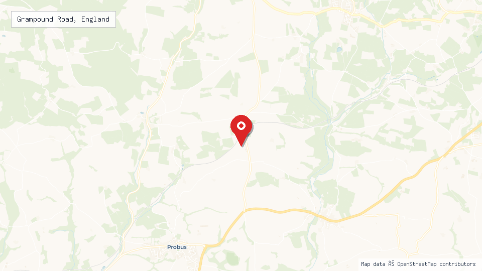 Street map of Grampound Road, England with location pin