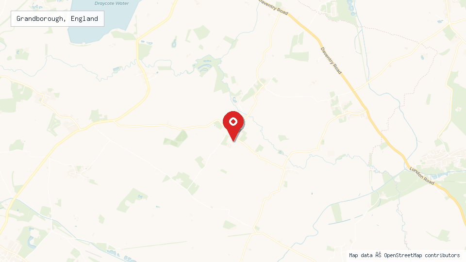 Street map of Grandborough, England with location pin