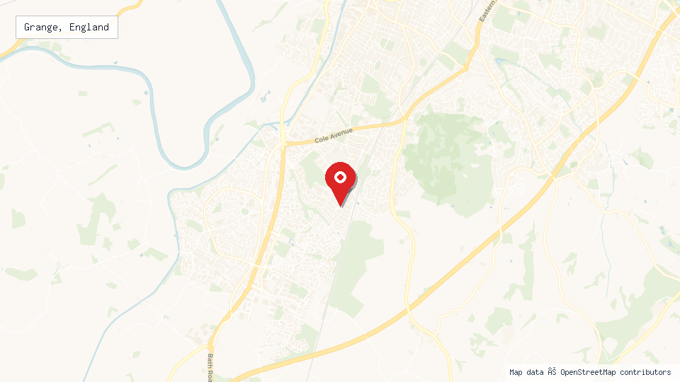 Street map of Grange, England with location pin