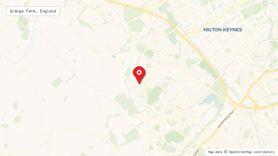 Street map of Grange Farm, England with location pin