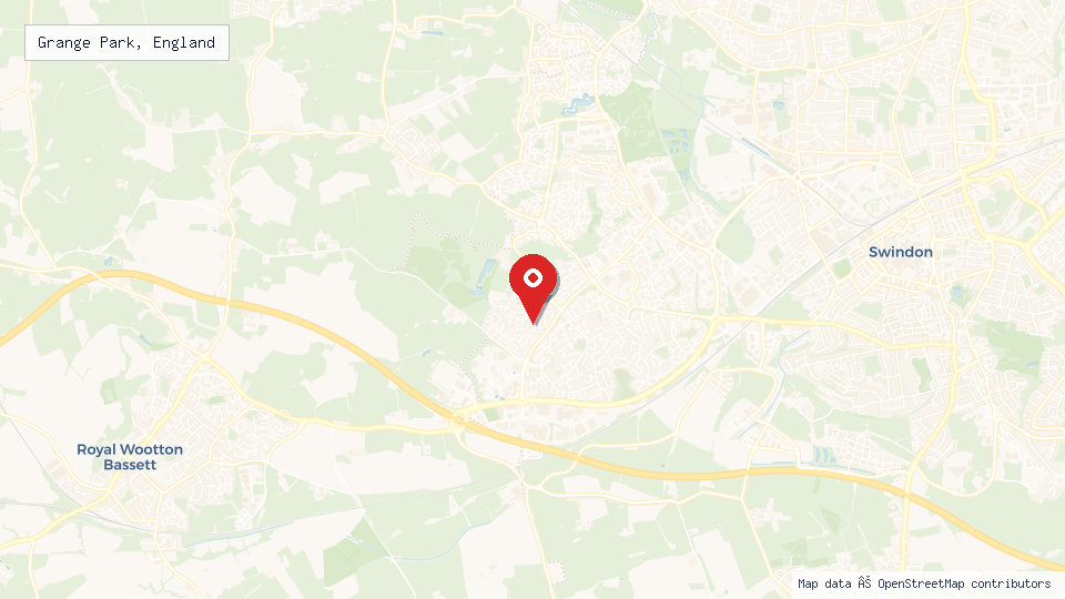 Street map of Grange Park, England with location pin