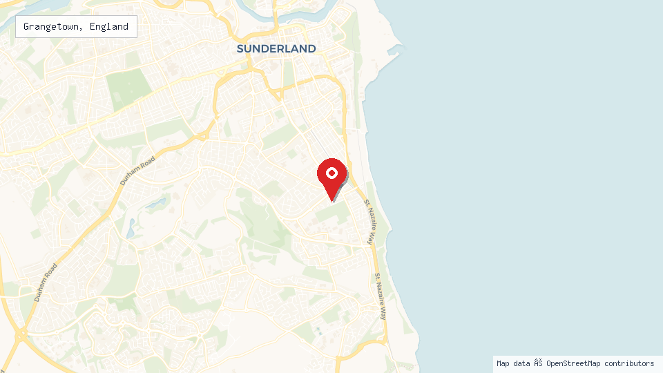 Street map of Grangetown, England with location pin