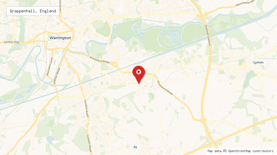 Street map of Grappenhall, England with location pin