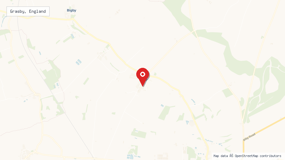 Street map of Grasby, England with location pin