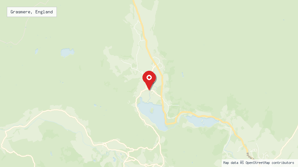 Street map of Grasmere, England with location pin