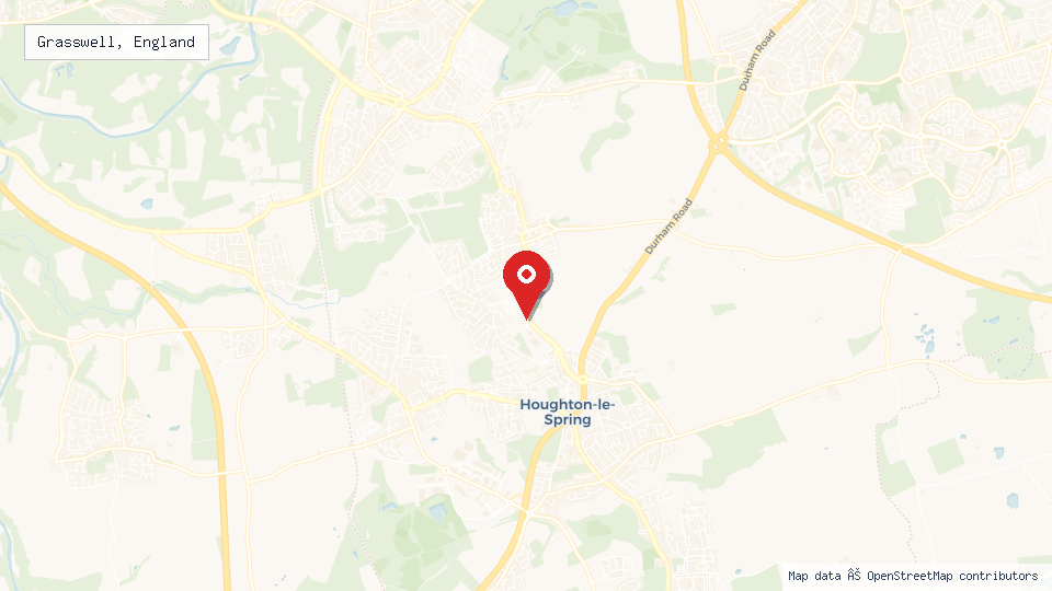 Street map of Grasswell, England with location pin