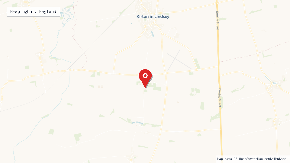 Street map of Grayingham, England with location pin