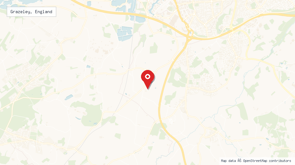 Street map of Grazeley, England with location pin