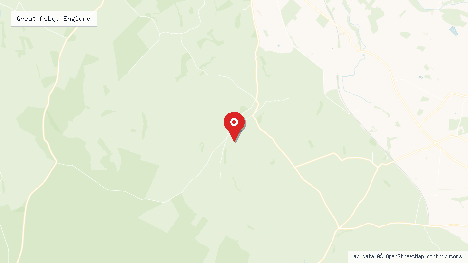 Street map of Great Asby, England with location pin