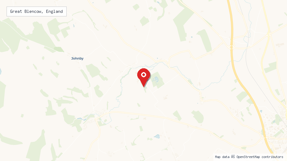 Street map of Great Blencow, England with location pin