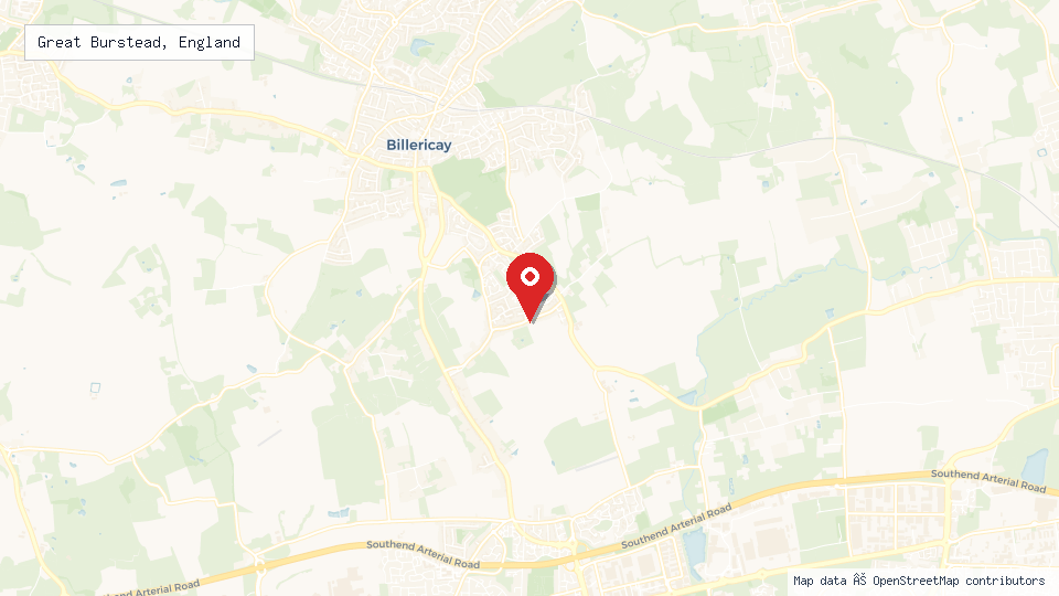 Street map of Great Burstead, England with location pin