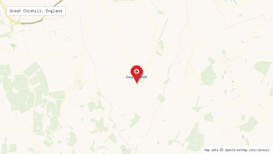 Street map of Great Chishill, England with location pin