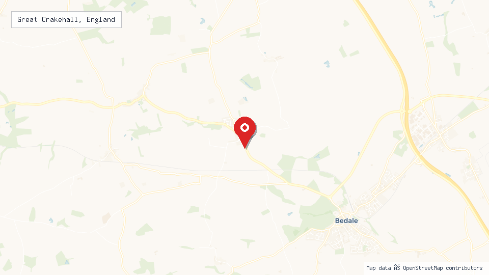 Street map of Great Crakehall, England with location pin