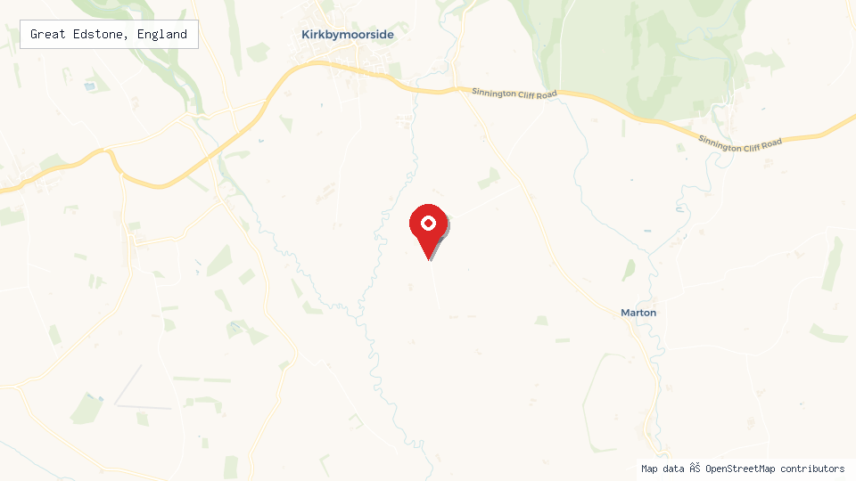 Street map of Great Edstone, England with location pin