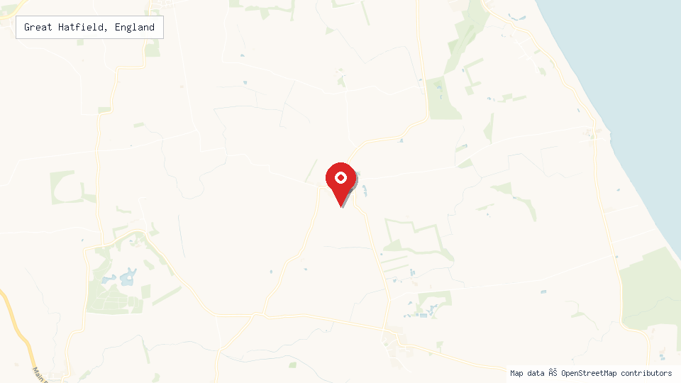 Street map of Great Hatfield, England with location pin