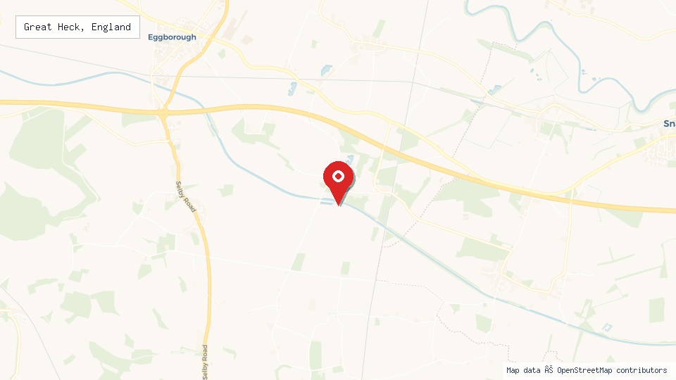 Street map of Great Heck, England with location pin