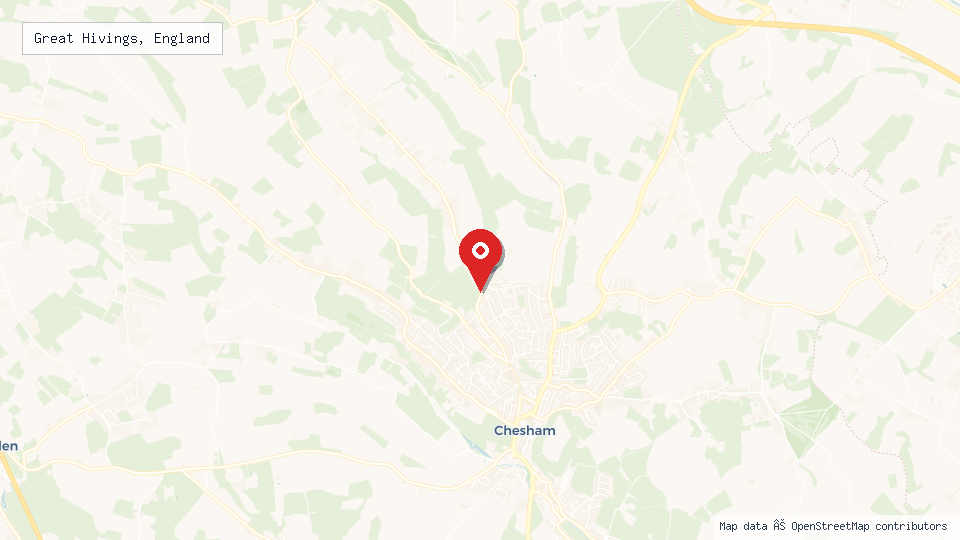 Street map of Great Hivings, England with location pin