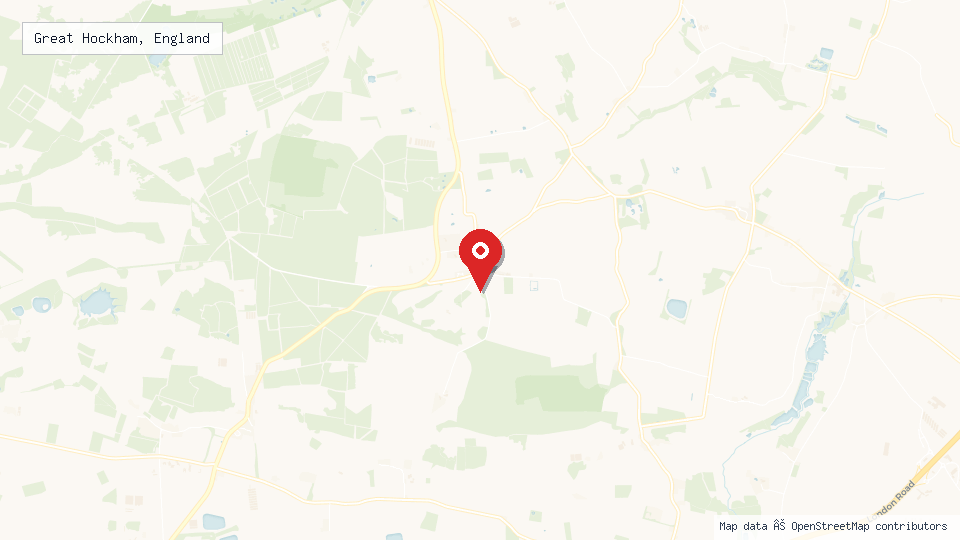 Street map of Great Hockham, England with location pin