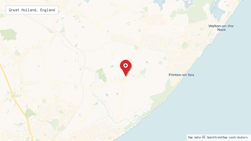 Street map of Great Holland, England with location pin
