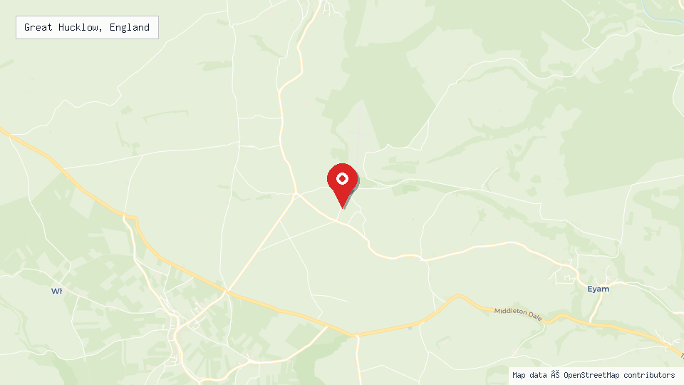 Street map of Great Hucklow, England with location pin