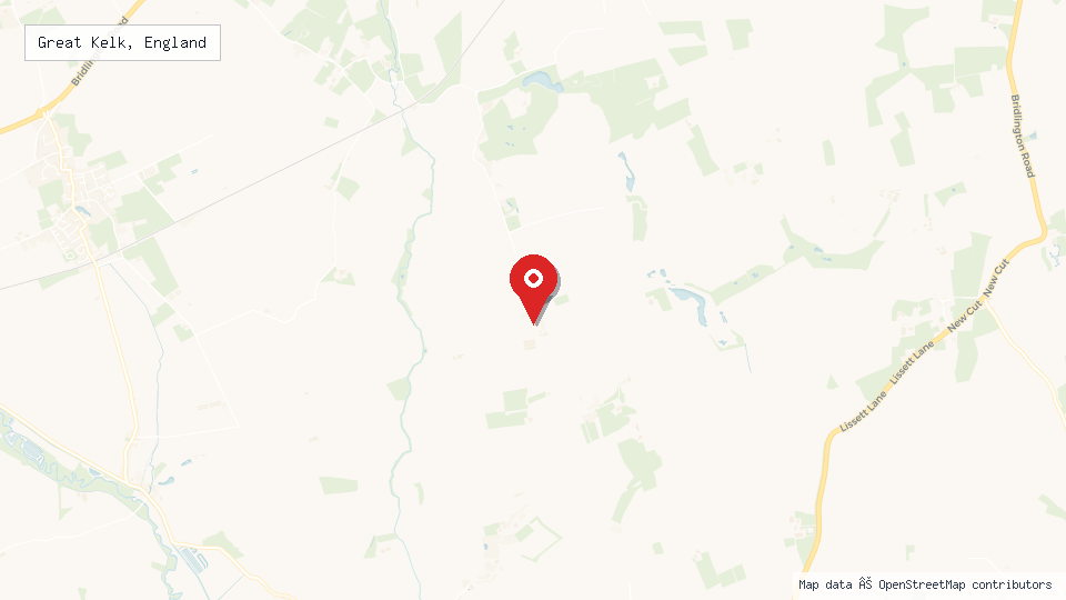 Street map of Great Kelk, England with location pin