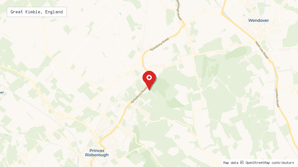 Street map of Great Kimble, England with location pin