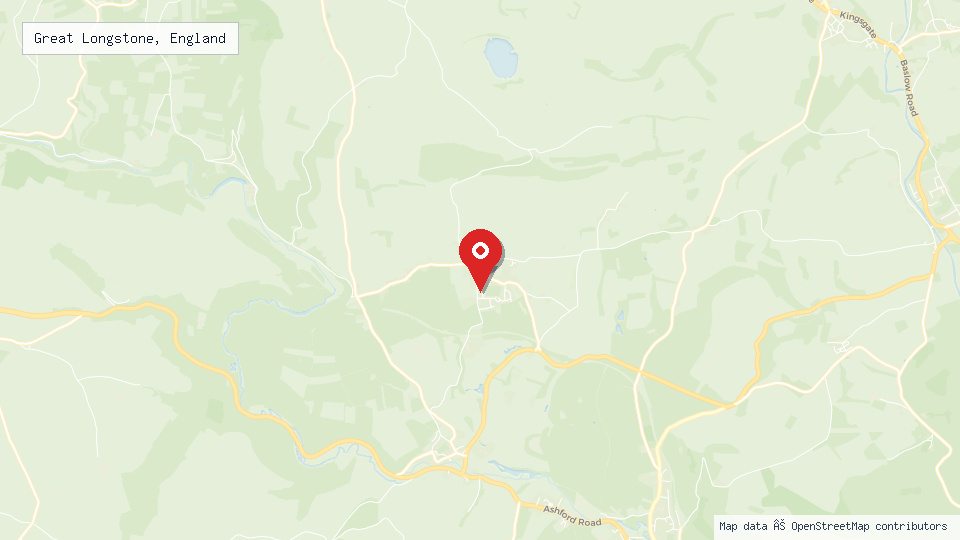 Street map of Great Longstone, England with location pin