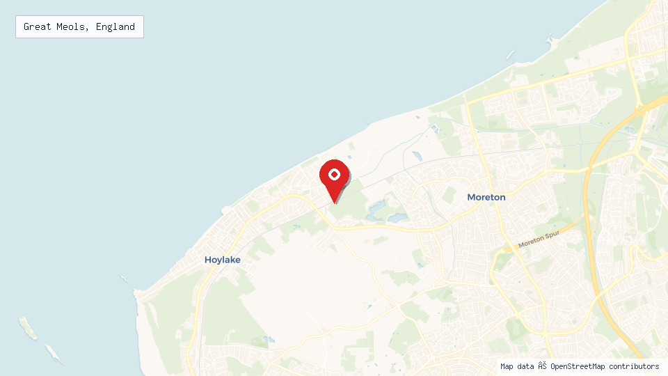Street map of Great Meols, England with location pin
