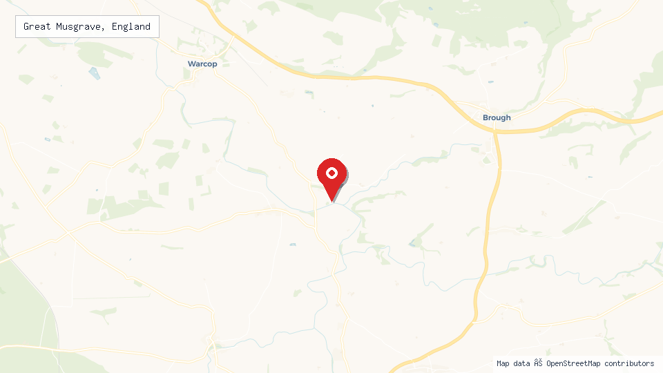 Street map of Great Musgrave, England with location pin