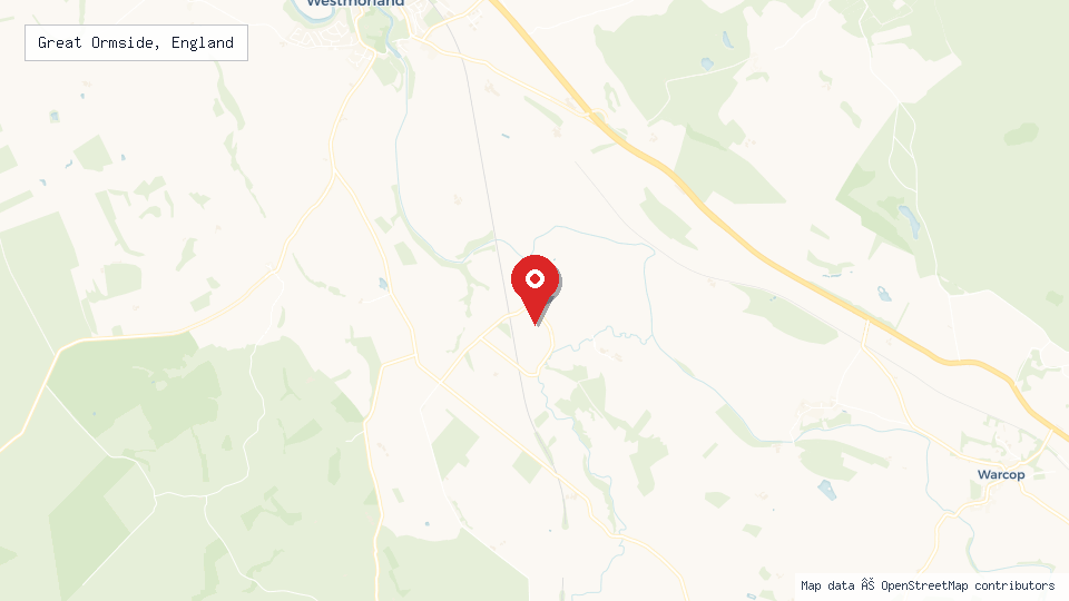 Street map of Great Ormside, England with location pin
