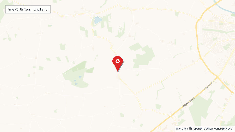 Street map of Great Orton, England with location pin