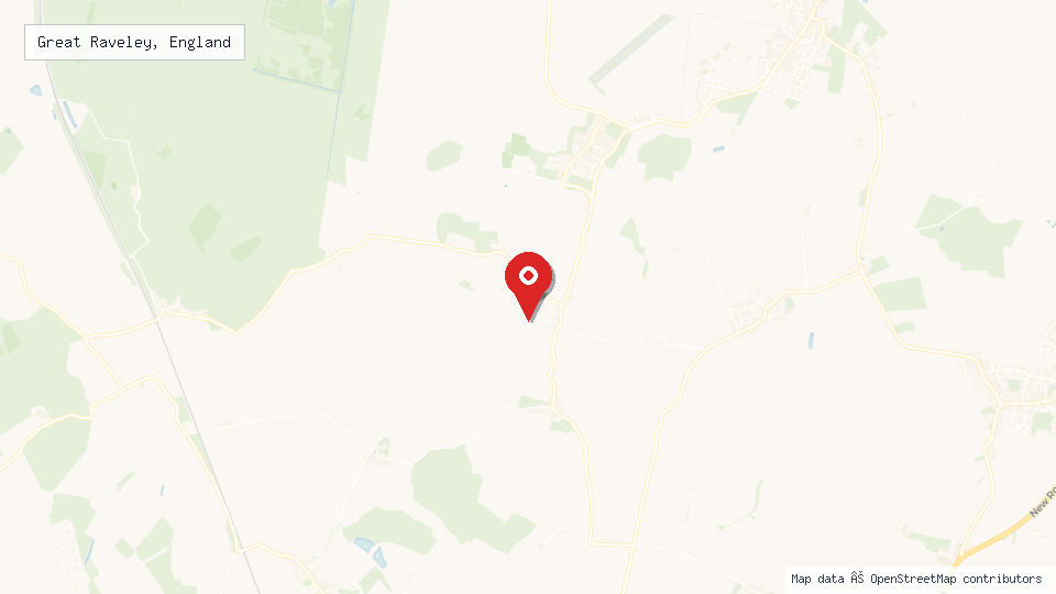 Street map of Great Raveley, England with location pin