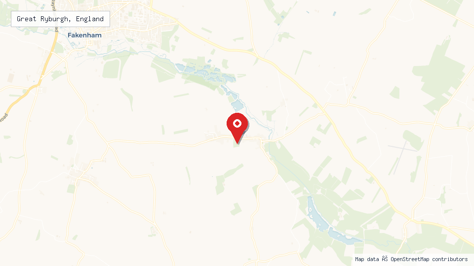 Street map of Great Ryburgh, England with location pin